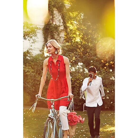 Anthropologie Sachin + Babi Tiered Habitual Red Shirt Dress SZ 8 - Picture 2 of 12